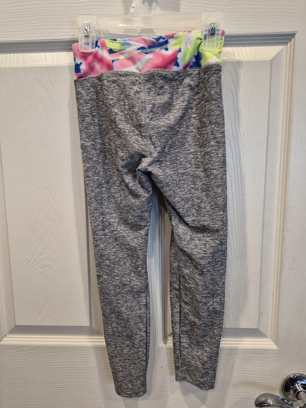 5/25 Justice Grey Heather Leggings with Neon Tie-Dye Waistband